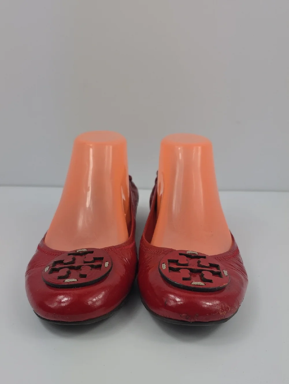 Tory Burch Reva Red Patent Leather Women's Flat Shoes‎ Size 8.5